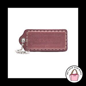 2.25" Medium COACH Mauve Pink Leather Nickel Key Fob Bag Charm Keychain Hang Tag